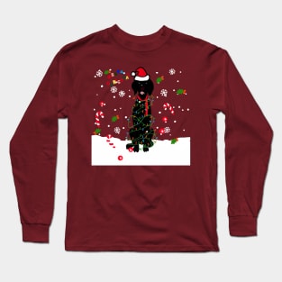 Black Christmas lab doggy with Christmas pattern Long Sleeve T-Shirt